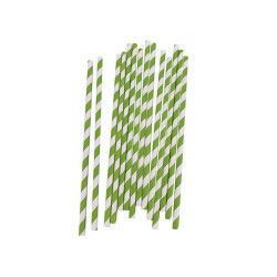 Pajita Papel Rayas Verdes 0,6x20cm