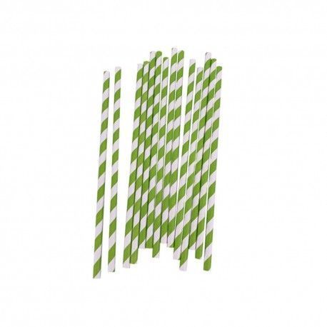 Pajita Papel Rayas Verdes 0,6x20cm