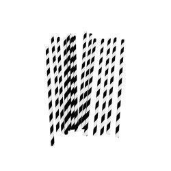 Pajita Papel Rayas Negra 0,6x20cm